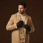 Fabrizio (dark brown) - Italian tweed men’s gloves with touchscreen capability and adjustable snap button
