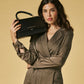 Federica (black) - Italian calf leather women's crossbody bag (with shoulder strap)