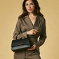 Federica (black) - Italian calf leather women's crossbody bag (with shoulder strap)