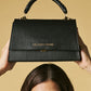 Federica (black) - Italian calf leather women's crossbody bag (with shoulder strap)