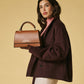 Federica (cognac) - Italian calf leather women's crossbody bag (with shoulder strap)