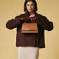 Federica (cognac) - Italian calf leather women's crossbody bag (with shoulder strap)