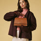 Federica (cognac) - Italian calf leather women's crossbody bag (with shoulder strap)