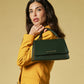 Federica (green) - Italian calf leather women's crossbody bag (with shoulder strap)