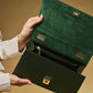 Federica (green) - Italian calf leather women's crossbody bag (with shoulder strap)
