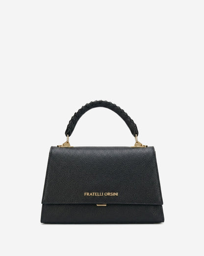Federica (black) - Italian calf leather women's crossbody bag (with shoulder strap)