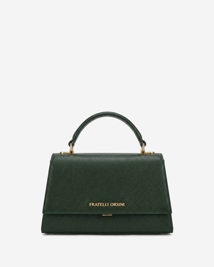 Federica (green) - Italian calf leather women's crossbody bag (with shoulder strap)