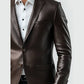 Finley Brown Leather Blazer - Leather Blazer for Men Brown