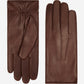 Francesca (brown) - Italian lambskin leather gloves with white rabbit fur lining