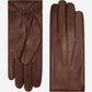 Francesca (brown) - Italian lambskin leather gloves with brown rabbit fur lining