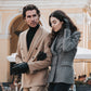Francesca (black) - Italian lambskin leather gloves with brown rabbit fur lining