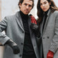 Marco (black) - Italian lambskin leather gloves with white rabbit fur lining