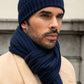 Milano (navy blue) - Italian 100% cashmere ribbed beanie (unisex)