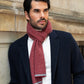 Riccardo (red & grey) - Italian 100% cashmere scarf with pattern
