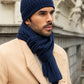 Napoli (navy blue) - Italian 100% cashmere ribbed scarf (unisex)