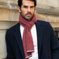 Riccardo (red & grey) - Italian 100% cashmere scarf with pattern