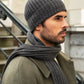 Napoli (dark grey) - Italian 100% cashmere ribbed scarf (unisex)