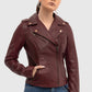 Whet Blu NYC Harper women's lambskin leather moto jacket, front view