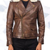 Furton Brown Leather Biker Jacket - Brown