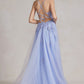 Nox Anabel G1149 Floor Length A-Line Tulle Gown with Slit