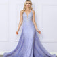 Nox Anabel G1353 Long Boho Inspired Embroidered V-Neck Mermaid Gown