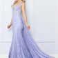 Nox Anabel G1353 Long Boho Inspired Embroidered V-Neck Mermaid Gown