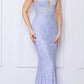 Nox Anabel G1353 Long Boho Inspired Embroidered V-Neck Mermaid Gown