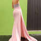 Nox Anabel G1367 Long Side Sash Strapless Fitted Sexy Satin Gown