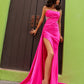 Nox Anabel G1367 Long Side Sash Strapless Fitted Sexy Satin Gown