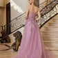 Nox Anabel G1371 Long A-Line Tulle Dress With A Sweetheart Top Sequin Applique
