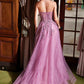 Nox Anabel G1371 Long A-Line Tulle Dress With A Sweetheart Top Sequin Applique