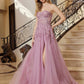 Nox Anabel G1371 Long A-Line Tulle Dress With A Sweetheart Top Sequin Applique