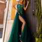 Nox Anabel G1405 Long A-Line Glitter Tulle Square Neck Open Back Ball Gown