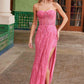 Nox Anabel G1650 Strapless Dress With A Semi-Sweetheart Top Embroidery - Slit
