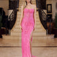 Nox Anabel G1650 Strapless Dress With A Semi-Sweetheart Top Embroidery - Slit