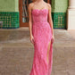 Nox Anabel G1650 Strapless Dress With A Semi-Sweetheart Top Embroidery - Slit