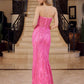 Nox Anabel G1650 Strapless Dress With A Semi-Sweetheart Top Embroidery - Slit