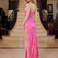 Nox Anabel G1650 Strapless Dress With A Semi-Sweetheart Top Embroidery - Slit