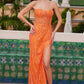 Nox Anabel G1650 Strapless Dress With A Semi-Sweetheart Top Embroidery - Slit