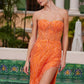Nox Anabel G1650 Strapless Dress With A Semi-Sweetheart Top Embroidery - Slit