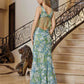Nox Anabel G1651 Deep V-Neck Fully Beaded Fringed Waistline Dress