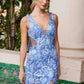 Nox Anabel G1651 Deep V-Neck Fully Beaded Fringed Waistline Dress