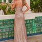 Nox Anabel G1652 Strapless V-Neck Sequin Dress