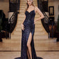 Nox Anabel G1655 Lace-Up Sequin Sheer Boned Waistline Dress
