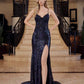 Nox Anabel G1655 Lace-Up Sequin Sheer Boned Waistline Dress