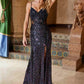 Nox Anabel G1655 Lace-Up Sequin Sheer Boned Waistline Dress