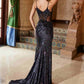 Nox Anabel G1655 Lace-Up Sequin Sheer Boned Waistline Dress