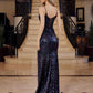 Nox Anabel G1655 Lace-Up Sequin Sheer Boned Waistline Dress