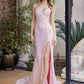 Nox Anabel G1655 Lace-Up Sequin Sheer Boned Waistline Dress