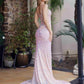 Nox Anabel G1655 Lace-Up Sequin Sheer Boned Waistline Dress